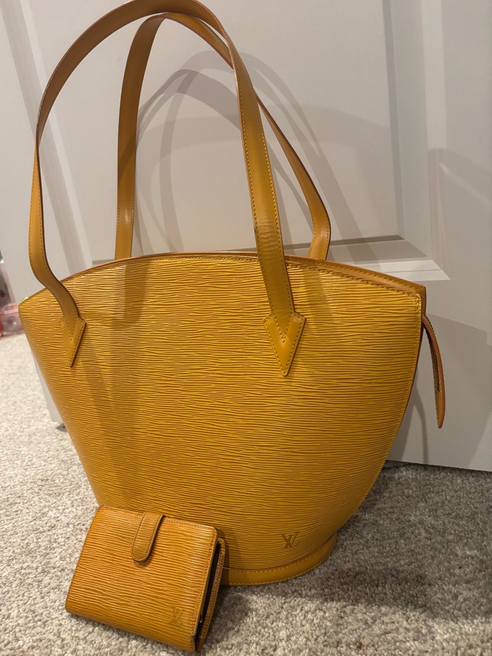 Louis Vuitton Yellow Epi Leather Tote with Matching Wallet